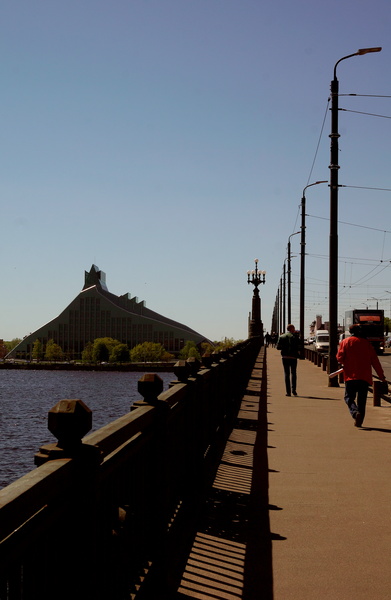 A Serene Day in Riga, Europe: A View from the Bridge over the River