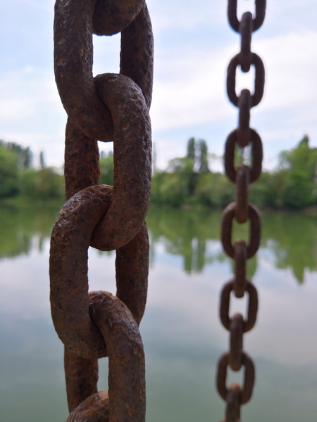 Rusty Chain and Rivets on Rusted Links