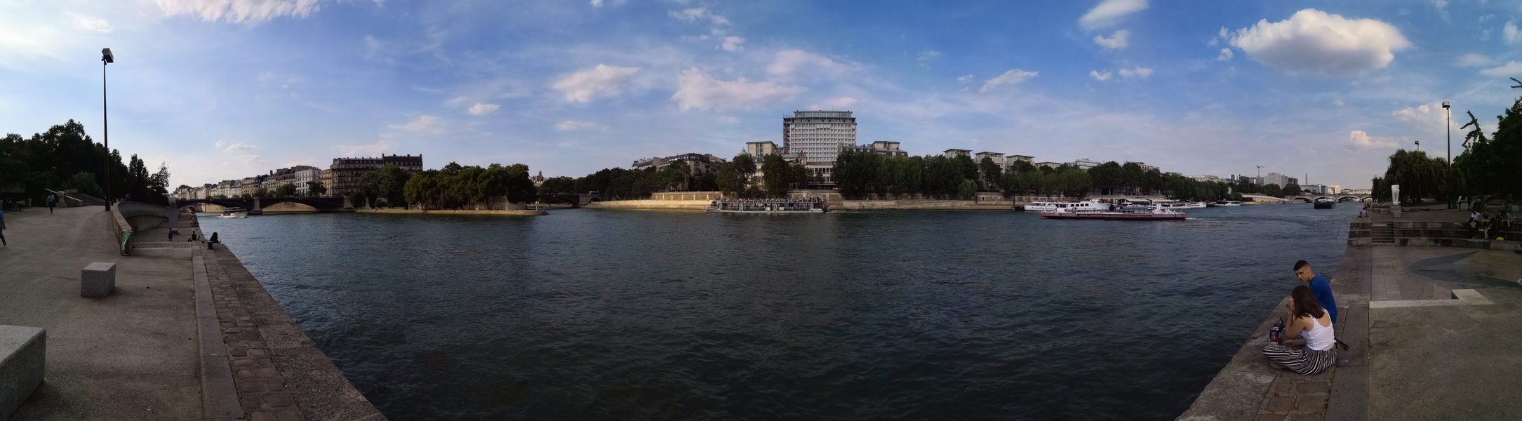 A River Scene in Paris, France