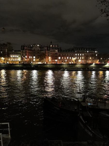 Nighttime View of the River Seine in Paris