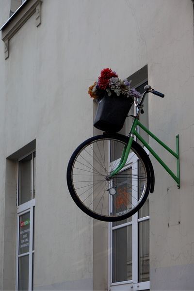 Bike-themed Decoration in a Window Box