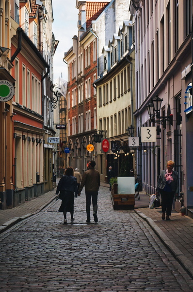 A Tranquil Street in Riga, Latvia