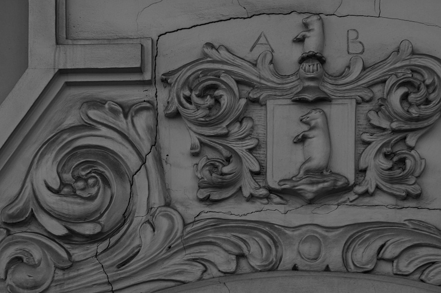 Historic Building Facade with Carved Decor