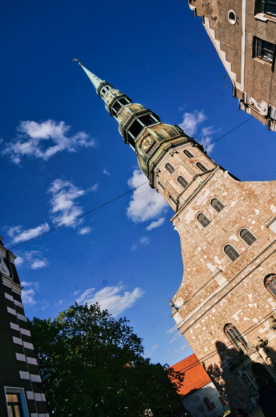 Historic Tall Spire Church in Riga, Latvia