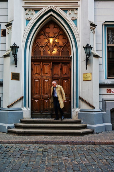 Historic Church Entrance in Riga, Latvia