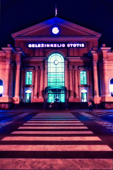 Train Station at Night: A Lively Hub in Vilnius