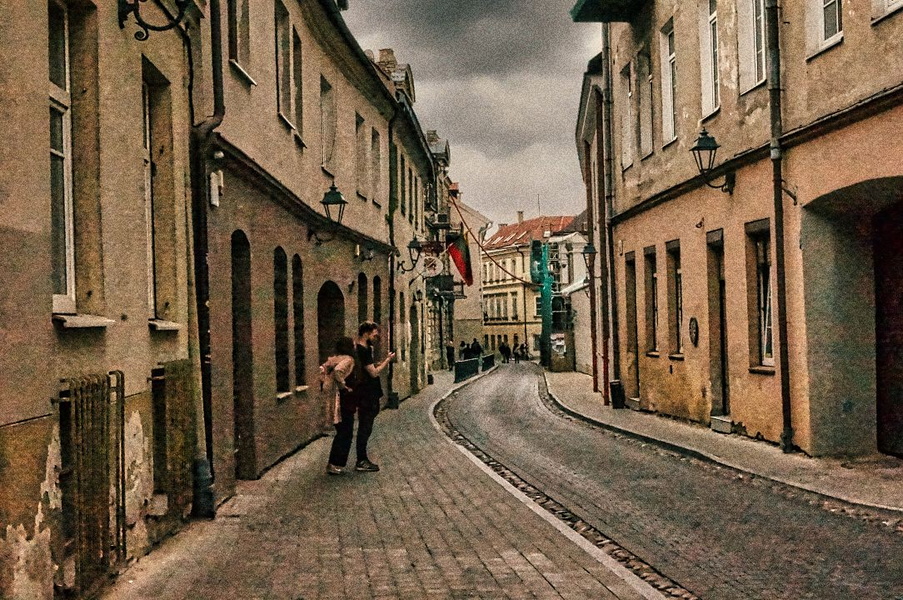 Cobblestone Street in Vilnius, Lithuania
