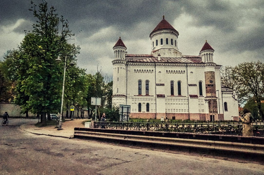 Imposing Historic Church on a Stormy Day