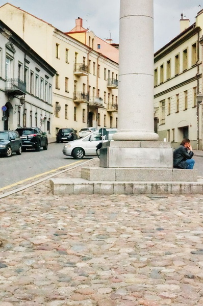 Cobblestone Street Scene in Vilnius, Lithuania