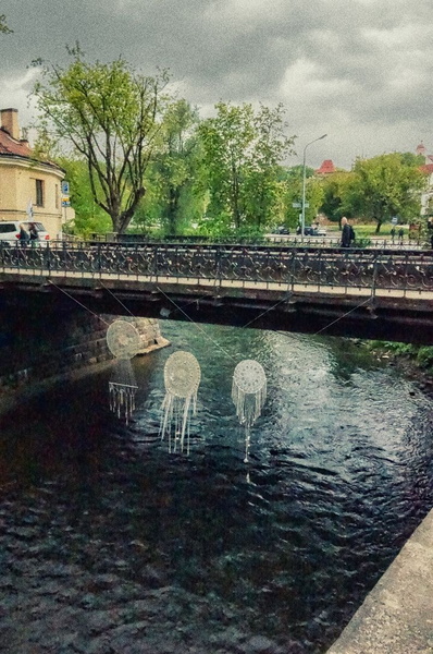 Serene Scene of a Small Bridge in Vilnius