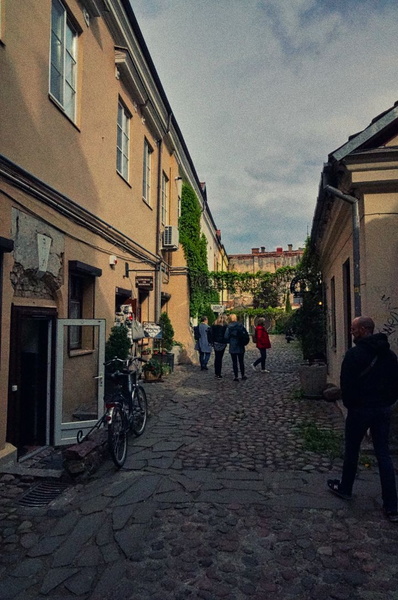 Quaint Cobblestone Street in Vilnius, Lithuania