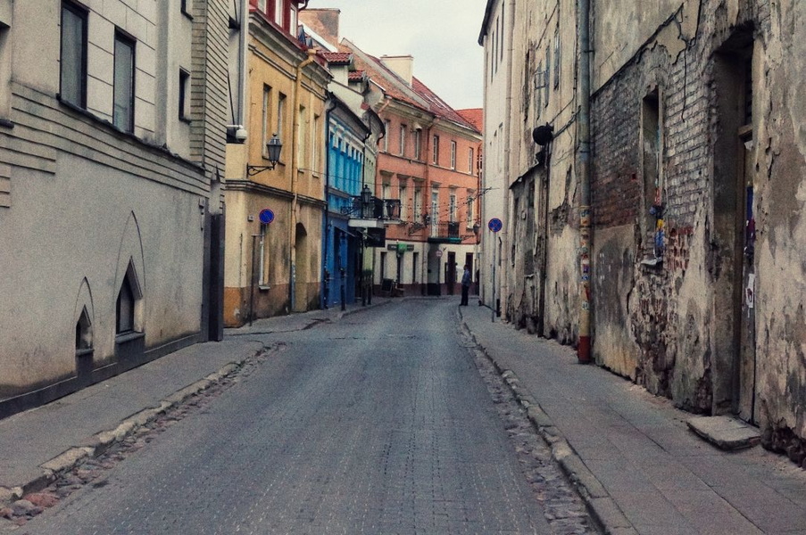 Urban Street in Vilnius, Lithuania