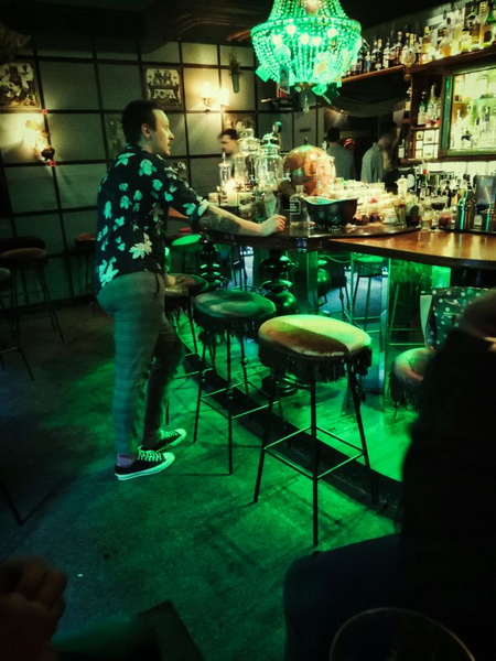 Bartender in a Lively Bar Setting