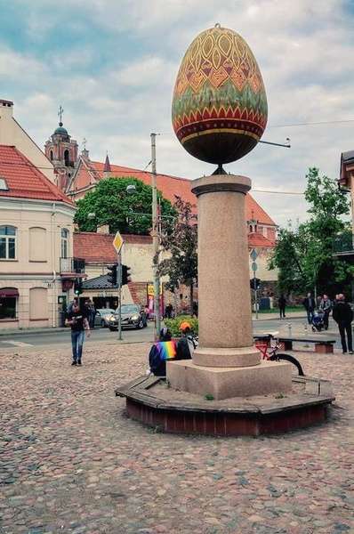 Vilnius Egg Monument in a European City Square