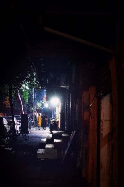 Nighttime Street in an Urban Alley