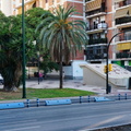 City Street Scene with Bollards and Palm Trees