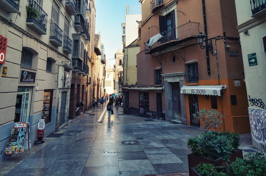Narrow City Alley, Malaga, Spain