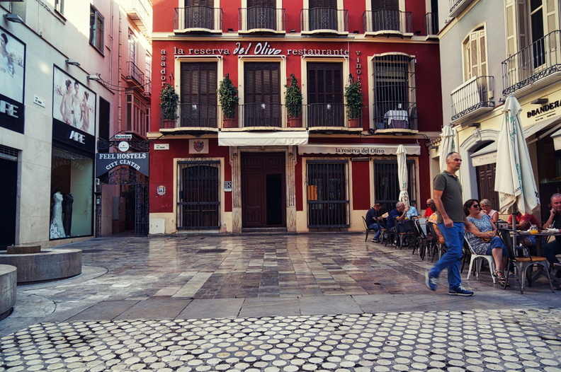 Vibrant Street Scene in Malaga, Spain