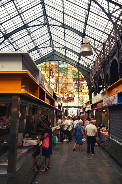 Bright, Indoor Market Hall with Vendors