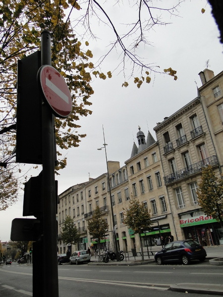 Autumnal Cityscape with No Parking Sign