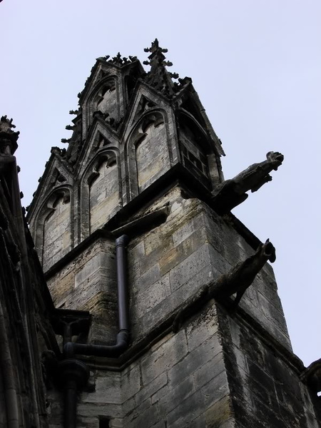 Historic French Gothic Church with Pointed Arch Spires