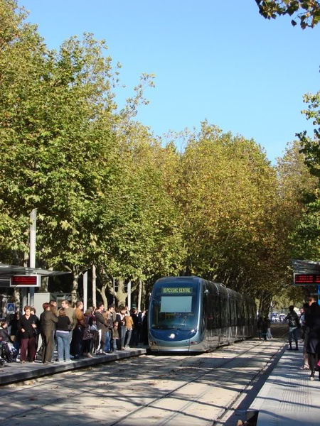 Bordeaux Tram Stop on a Beautiful Day