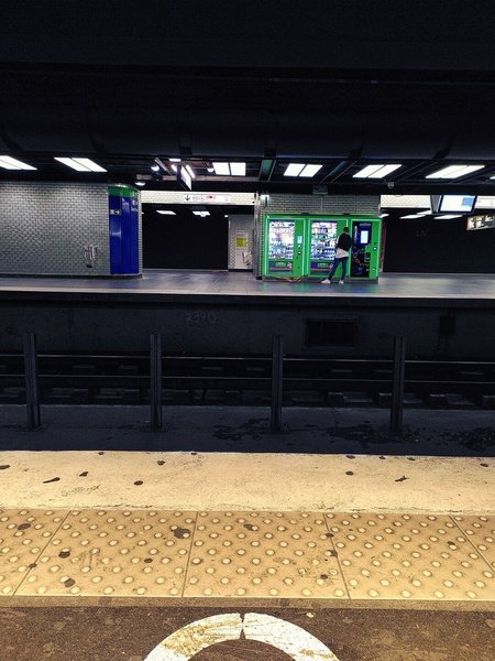 Tranquil Night at a Parisian Subway Station