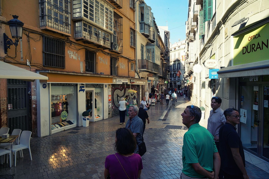Vibrant City Street in Malaga, Spain