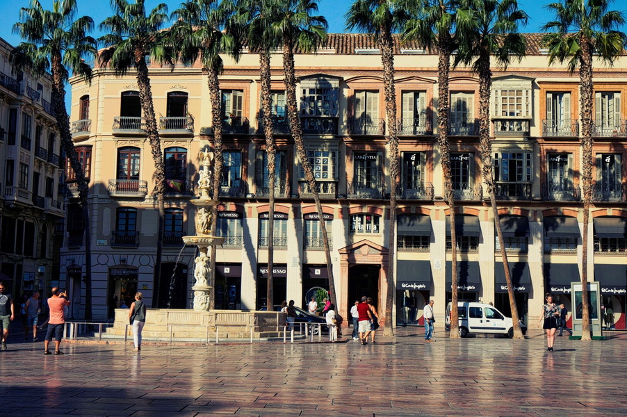 Vibrant City Center in Malaga, Spain