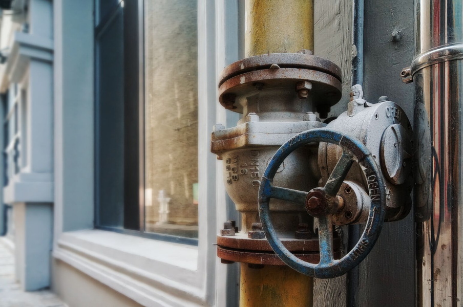 An Industrial Scene of a Rusted Fire Hydrant