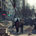 A Stroll in Harbin, China - A Couple Walks Together Amidst the City's Daily Life