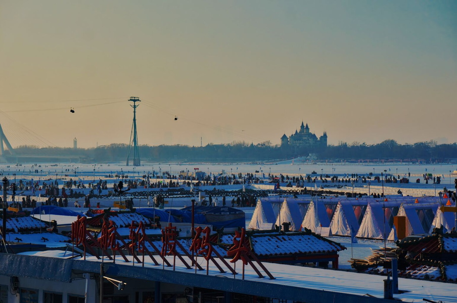 Aerial View of a Harbin Ice and Snow Festival