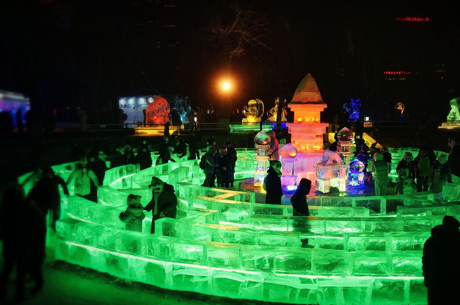 Vibrant Nighttime Festival in Harbin, China