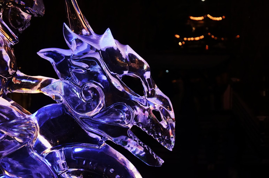 Glowing Ice Dragon Sculpture at Harbin Winter Festival
