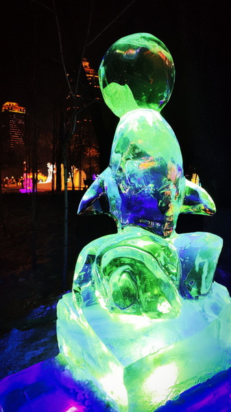 Frozen Sculpture Art Installation at Night