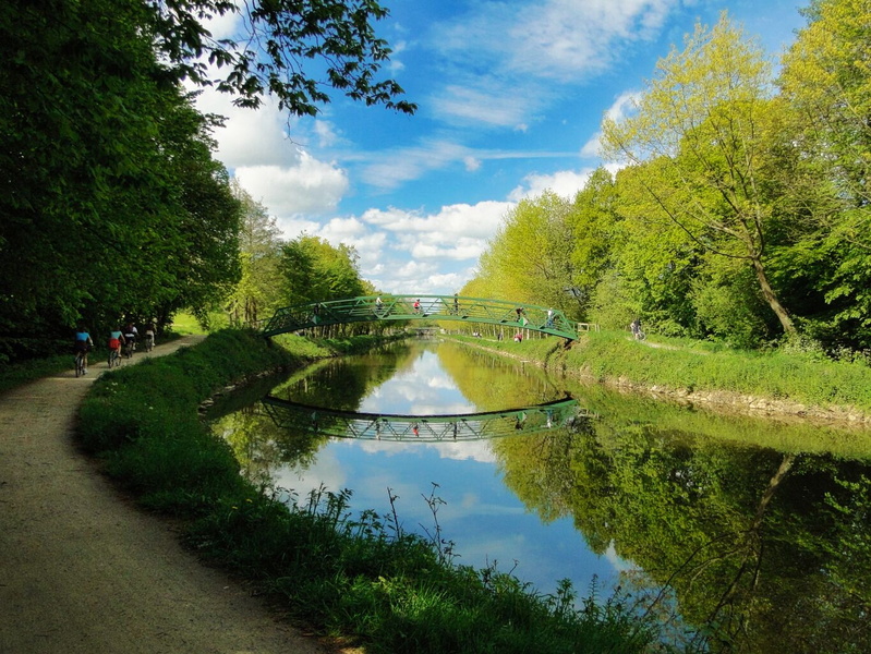 Serene River Path in Rennes, France