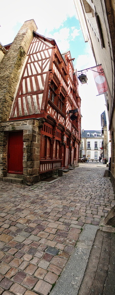 Narrow Alleyway in a European Town