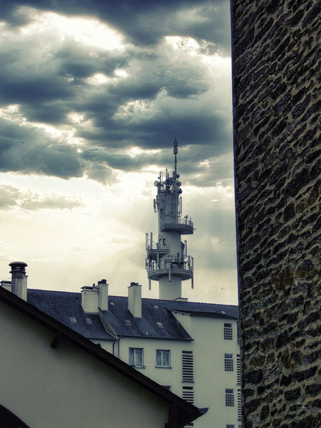 Communication Tower Against the Clouds: Rennes, France