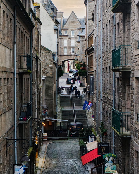 Narrow Cobblestone Street in Saint-Malo, France