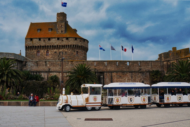 Souvenir Train Trolley in the Old Town of Saint-Malo, France