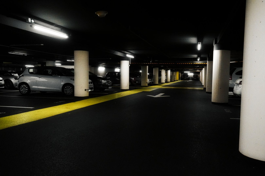 Nighttime in Annecy: Tranquility of an Empty Parking Lot