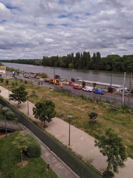City Parking Area by a River in France