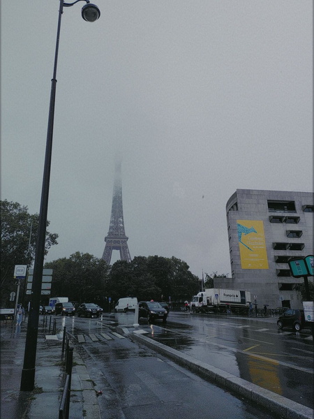 Eiffel Tower on Foggy Day