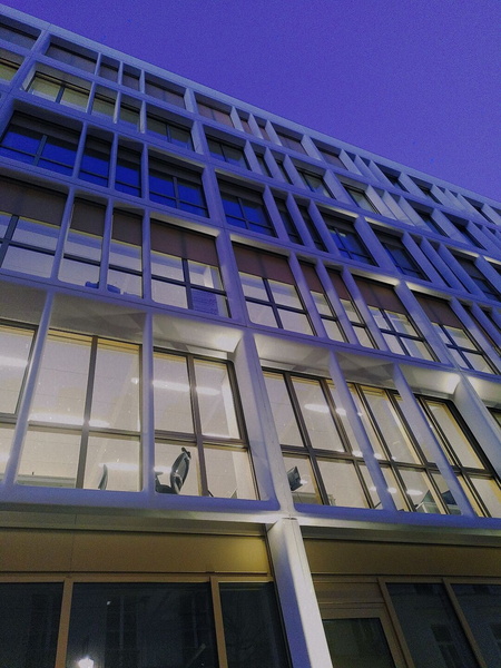 Modern Parisian Building at Dusk