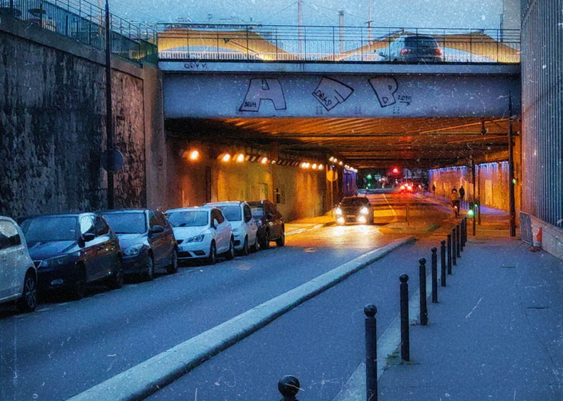 Empty Parisian Tunnel at Night