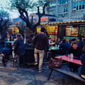 A lively evening at a street food market in Paris, France