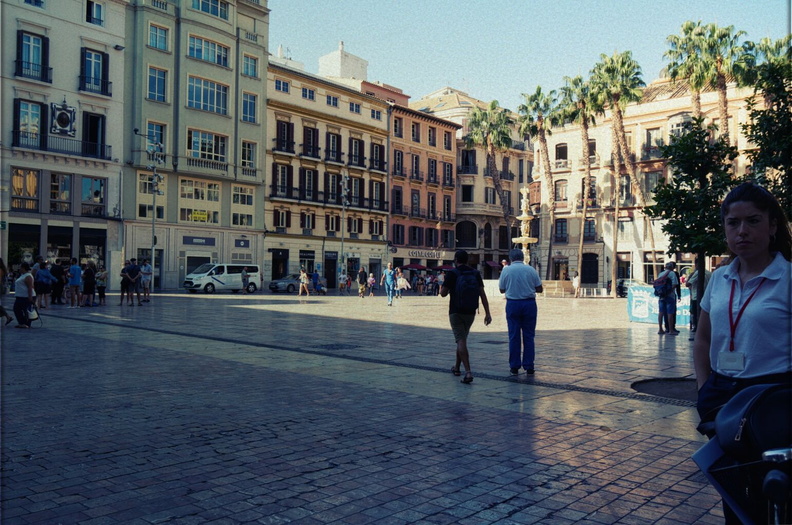 A Lively City Square in Malaga, Spain