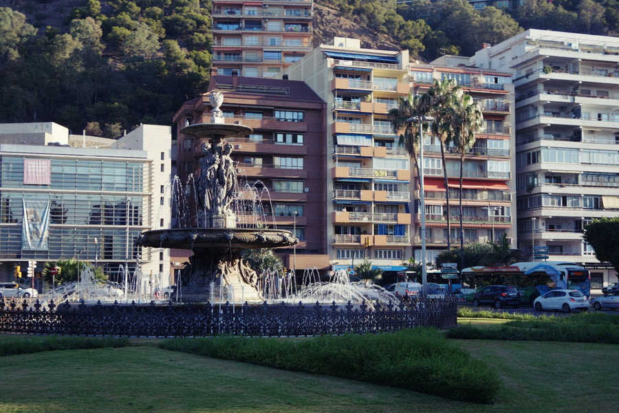 Fountain Square in Malaga, Spain