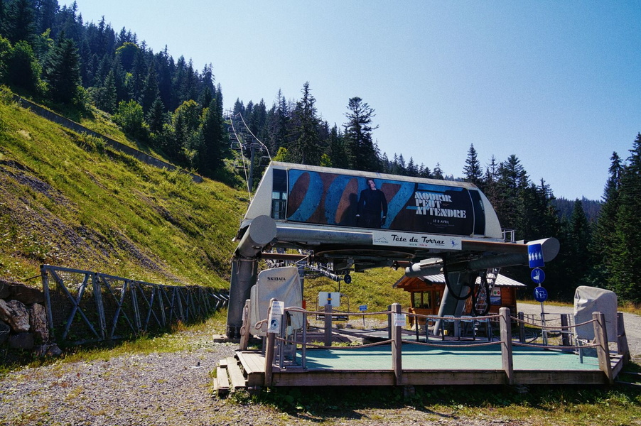 A Ski Lift Overlooking a Mountainous Area
