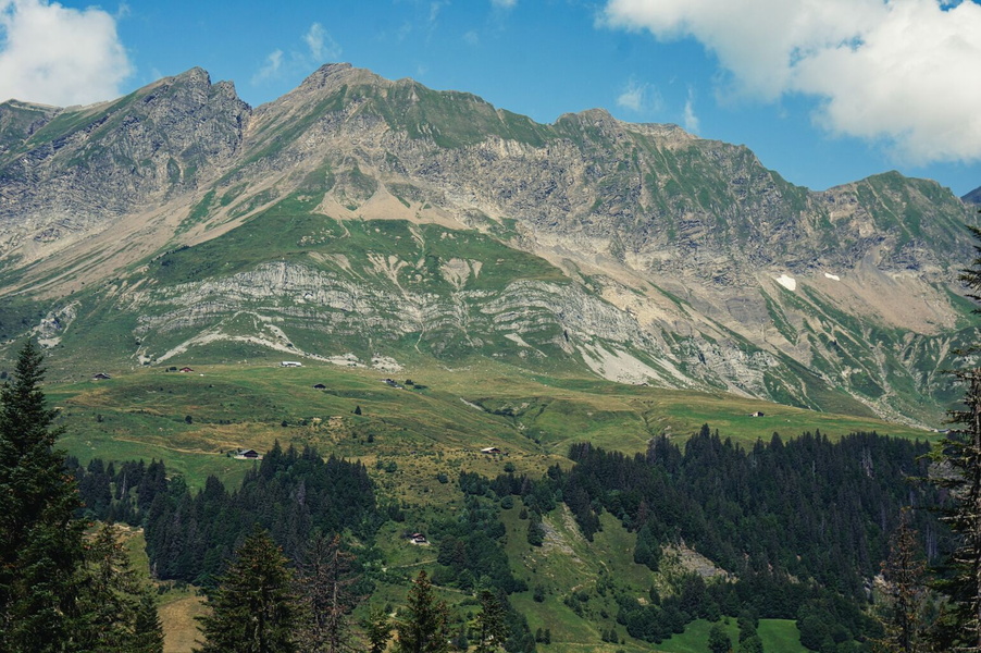 Majestic Alpine Landscape with Snow-Capped Peaks